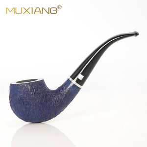 Muxiang Wood Carved Bent Tobacco Pipe 9mm Carbon Filter Smoking Pipe - Product Image 2