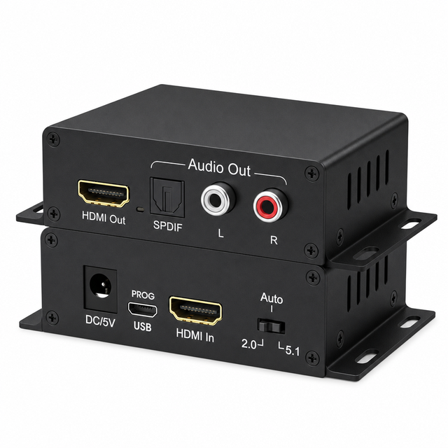 4K60Hz HDMI Audio Extractor, Stereo RCA + Optical Toslink Output, 18Gbps HDCP 2.2, HDR, Dolby Atmos