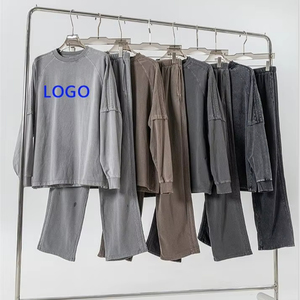 เสื้อยืดลำลองระบายอากาศแขนยาวสองชั้นผ้าฝ้ายโอเวอร์ไซส์305กรัมสำหรับผู้ชายเสื้อซักแบบสั่งทำ - Product Image 1