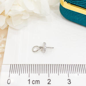 Pendentif en argent S925 WENCHI avec perles rondes de 9 à 12 mm, collier simple DIY et accessoires, modèle 10422, comprend un support pour accessoires - Product Image 3