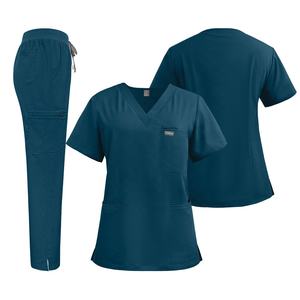 Ensemble d'uniformes médicaux pour hommes et femmes, col en V, hôpital, salon <span class=keywords><strong>de</strong></span> beauté, spa, médecin, infirmière, pantalon droit - Product Image 2