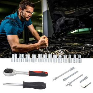 Podofo 46pcs Car Repair Tool Kit Ratchet <b>Torque</b> Wrench Spanner <b>Screwdriver</b> Socket Set Combo Perfect for Bicycle Auto Repairing - Product Image 5