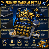 Carte à gratter personnalisée de haute qualité sur le thème du jackpot de la loterie, avec suivi par numéro de série et jeu à gain immédiat