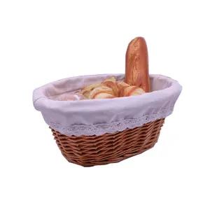 Panier de rangement pour aliments, Baguette, pain de fruits, panier en osier rose écologique, Carton ovale durable