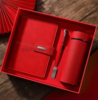 Promo Coffret Cadeau d'Affaires Luxe Bouteille et Carnet A5 Personnalisable en Cuir PU avec Stylo, Mug Isotherme et Clé USB