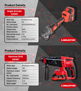 B2B Cordless <b>Tool</b> Kit Angle Machine 20V Brushless <b>Power</b> Drill Rotary Hammer <b>Tools</b> Set LDD11-PS/LDD02/LDD09/LDH01/LDG01 20V Brush - Product Image 1