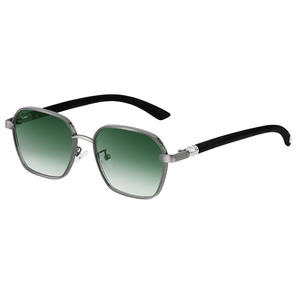 Gafas de Sol Retro para Hombre con Montura Cuadrada de Metal con Diseño de Madera, Protección UV400, para Conducir al Aire Libre - Product Image 3