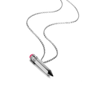 School Supplies Necklace Stainless Steel Openable Pencil <b>Pendant</b> Necklace <b>Initial</b> <b>Silver</b> Gold Necklace for Women - Product Image 2