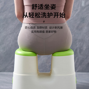 Wow เก้าอี้อาบน้ำแบบหนากันลื่นสำหรับผู้ใหญ่หญิงตั้งครรภ์ผู้สูงอายุที่นั่งในห้องน้ำทรงสี่เหลี่ยมขนาดใหญ่หญ้าสีเขียว - Product Image 3