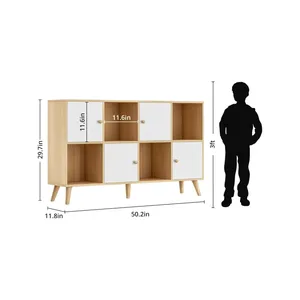 Bien bằng gỗ cubby hiển thị tủ sách với gỗ sồi và màu trắng phù hợp với thiết kế đa chức năng ngang Tủ Sách - Product Image 4