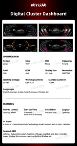 Tablero LCD Voyeego de 12,3 pulgadas para coche, velocímetro inteligente, tablero Multimedia para BMW Z4 E89, instrumento LCD, reproductor de DVD para coche - Product Image 3