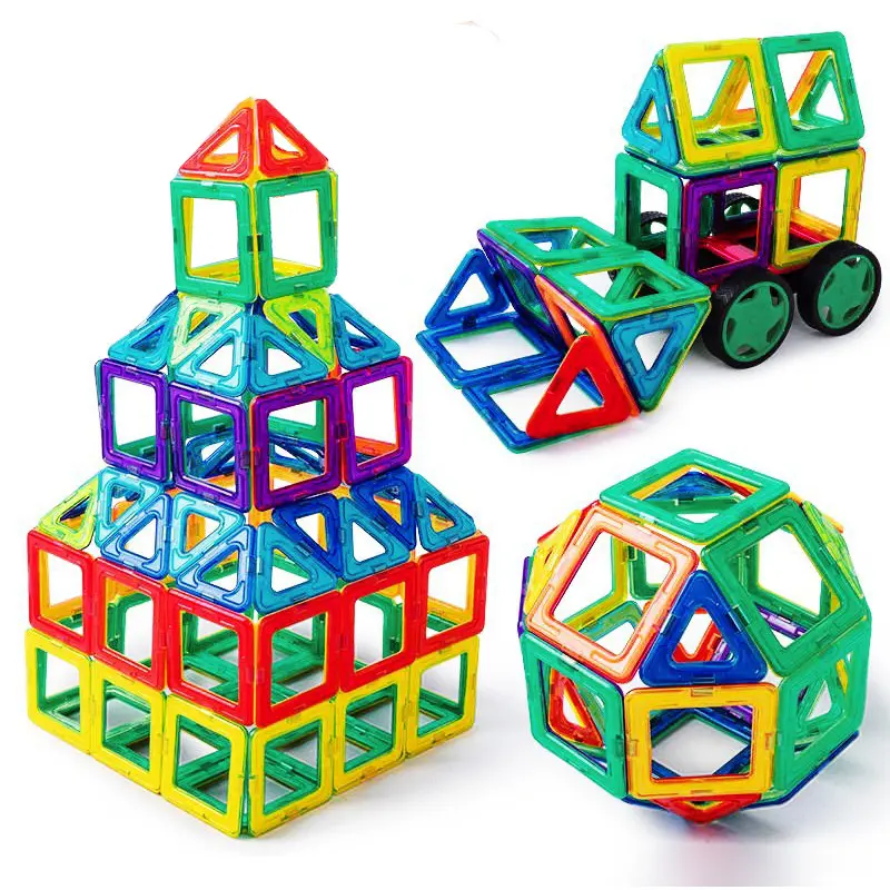 100 Uds bloques magnéticos Torre bloques de construcción juego de construcción básica azulejos magnéticos educativos STEM juguete caja de Color ABS