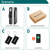 Cerradura Inteligente con Reconocimiento Facial, Desbloqueo Remoto por Aplicación Wi-Fi, Cámara Integrada, Almacenamiento en la Nube, para Puertas de Aleación de Aluminio, Madera/Acero