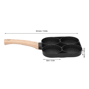 Sartén Cuadrada Metálica Antiadherente con Mango de Madera, Revestimiento de Mármol Antiadherente, Sartén para 6 Huevos, Apta para Cocinas de Gas e Inducción - Product Image 2
