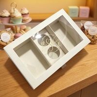 Boîte d'emballage élégante pour boulangerie et sushis avec insert pour sauce, séparateur personnalisé recyclable et fenêtre transparente