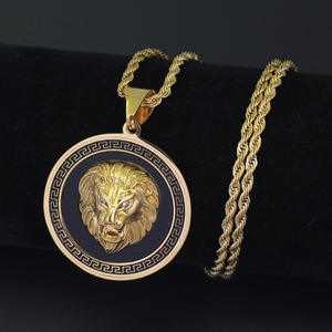 Micro pavimentado AAA Rhinestone piedra Iced Out León colgante sobrenatural León Animal 18K chapado en oro roca joyería con cadena de 24" - Product Image 6