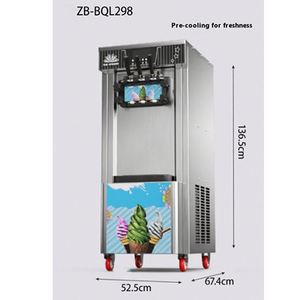 20 kg/giờ hoàn toàn tự động thương mại dọc Máy làm kem mềm có thể sản xuất Ba hương vị của kem cùng một lúc. - Product Image 3