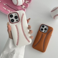 Coques de téléphone de baseball en cuir PU couleur bonbon en microfibre pour iPhone 16 15 14 13 12 Pro Max Plus étanche et antichoc