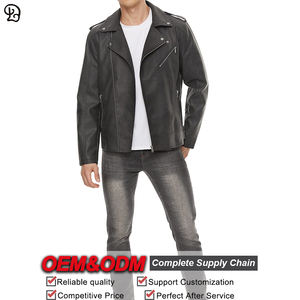 مخصص للرجال خمر سحاب غير متماثل Faux مصمم طية صدر دراجة نارية خريف شتاء ملابس الشارع للرجال - Product Image 3