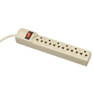 Customized Universal Electrical 220v Power Socket 6 way 3 Cables Extension Cord 6 Outlets 3-Pin Power Strip