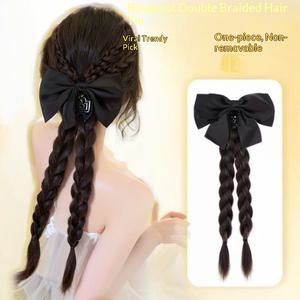 AliExpress <span class=keywords><strong>Queue</strong></span> <span class=keywords><strong>de</strong></span> <span class=keywords><strong>cheval</strong></span> <span class=keywords><strong>double</strong></span> tressée pour femme en fibre haute température, avec nœud <span class=keywords><strong>de</strong></span> style chinois, pince à cheveux - Stock en gros direct usine - Product Image 1