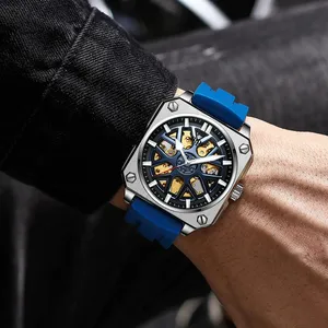 BIDEN 0323 2023 Luxury Automatic Watch For Mens fashion sport Out Mechanical Wristwatches Skeleton Steel Waterproof biden