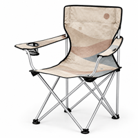 Chaise de camping en gros à dossier haut avec porte-gobelet latéral et logo et motif personnalisés pour le glamping en plein air dans le désert