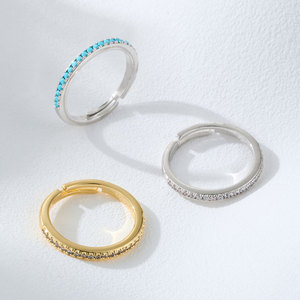 Minimalist Zircon Open Ring Pave Setting Daily Wear Unisex Fashion Jewelry Index Finger Ring - Product Image 1