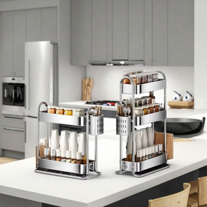Dày thép không gỉ gỉ bằng chứng Nhà Gia vị giá tổ chức miễn phí đứng 3 tầng nhà bếp Countertop gia vị lưu trữ Kệ - Product Image 1