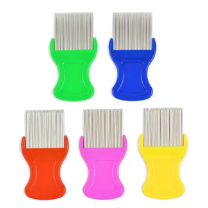 ステンレススチールヘッドペットシラミコームねじ針ノミ除去コーム金属歯ステンレス鋼ラウスとニットコーム - Product Image 2