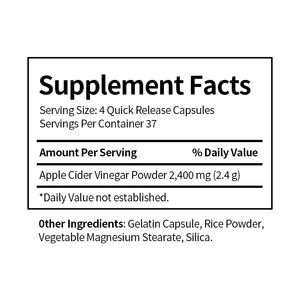 Custom Adult <strong>Apple</strong> <strong>Vinegar</strong> <strong>Capsules</strong> for Weight Management Digestive Health &amp; Immune Support with Dietary Fiber (150 <strong>Capsules</strong>) - Product Image 2