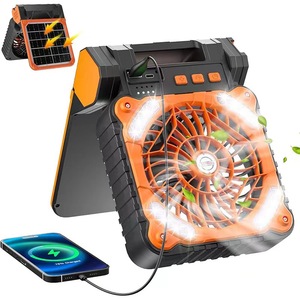 Ventilador de energía <span class=keywords><strong>solar</strong></span> portátil recargable de 10400mAh, 5 velocidades ajustables con luz LED, ventiladores para tienda de campaña de viaje, camping en casa - Product Image 1