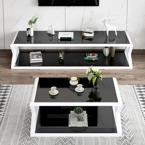 Mesa de Centro Moderna para Café y Té, Diseño de Vidrio y <span class=keywords><strong>Metal</strong></span>, Mueble para Sala de Estar - Product Image 2