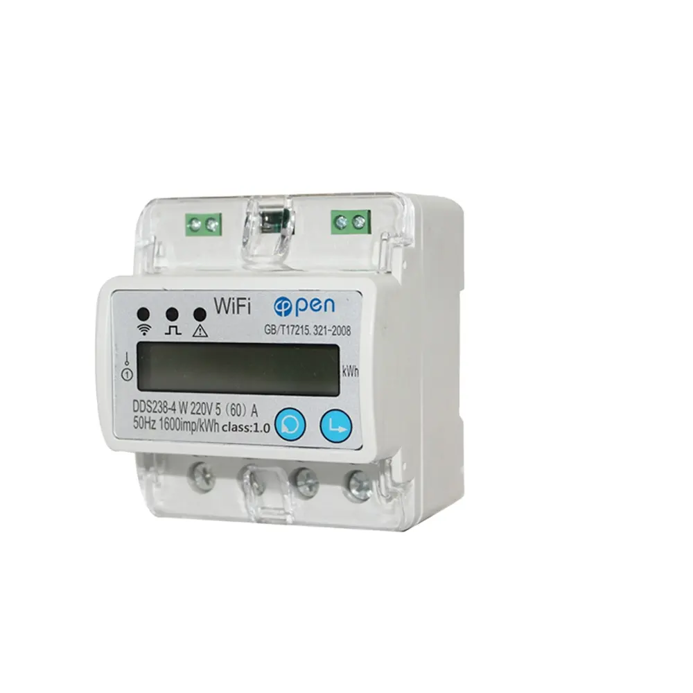 WIFI smart energy meter 5(60)A 110V 230V 50HZ 60HZ Single phase Din rail over and under voltage current protection RS485