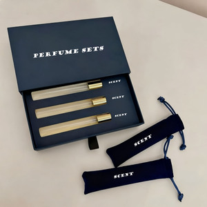 Custom Luxury 4 5 6pcs Sample <strong>Perfume</strong> 2ml 5ml 10m Black Kraft Paper Rigid Base and Lid <strong>Discovery</strong> Gift Set Box With Insert - Product Image 2