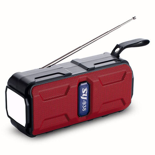 Solar Powered Bluetooth Speaker with USB AUX TF Card FM Radio for Outdoor FM Radio with Microphone Sound Amplifier