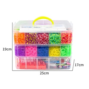 Grand ensemble de 15 000 <span class=keywords><strong>élastiques</strong></span> arc-en-ciel tressés à trois couches pour bracelets DIY pour enfants, jouet éducatif fait main avec boîte blanche - Product Image 5