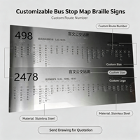 Letrero Táctil de Acero Inoxidable para Parada de Autobús con Mapa en Braille, Placa de Información de Transporte Público Personalizada