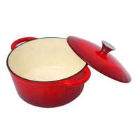 Cocotte en fonte émaillée de 24 cm avec couvercle, idéale pour soupes et ragoûts – Meilleure vente