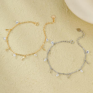 Лидер продаж, ювелирные изделия из 925 стерлингового серебра, циркон, подвеска в виде капли, браслет на цепочке для женщин - Product Image 1