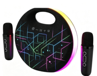 Haut-parleur karaoké Bluetooth portable 2400 mAh avec 2 microphones sans fil, lumière LED RGB, machine KTV, prend en charge TF USB AUX