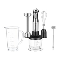 Ensemble de mixeur à main haute puissance 1600W, robot culinaire 5-en-1 avec vitesse variable, lame en acier 304 plaqué titane