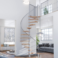 Einfach zu Installierende Villa-Gewerbe-Glas-Wendeltreppe, Innenbereich-Holzstufen-Helikal-Treppe für Wohngebäude