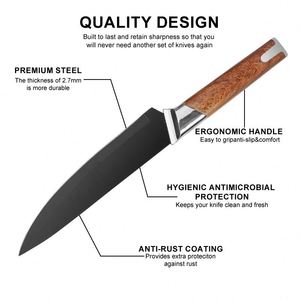 Juego de Cuchillos de Cocina Royalty Chef de 13 Piezas de Buena Calidad, Acero Inoxidable, Mango Forjado con Diseño de Madera, Cuchillo para Frutas con Soporte - Product Image 2