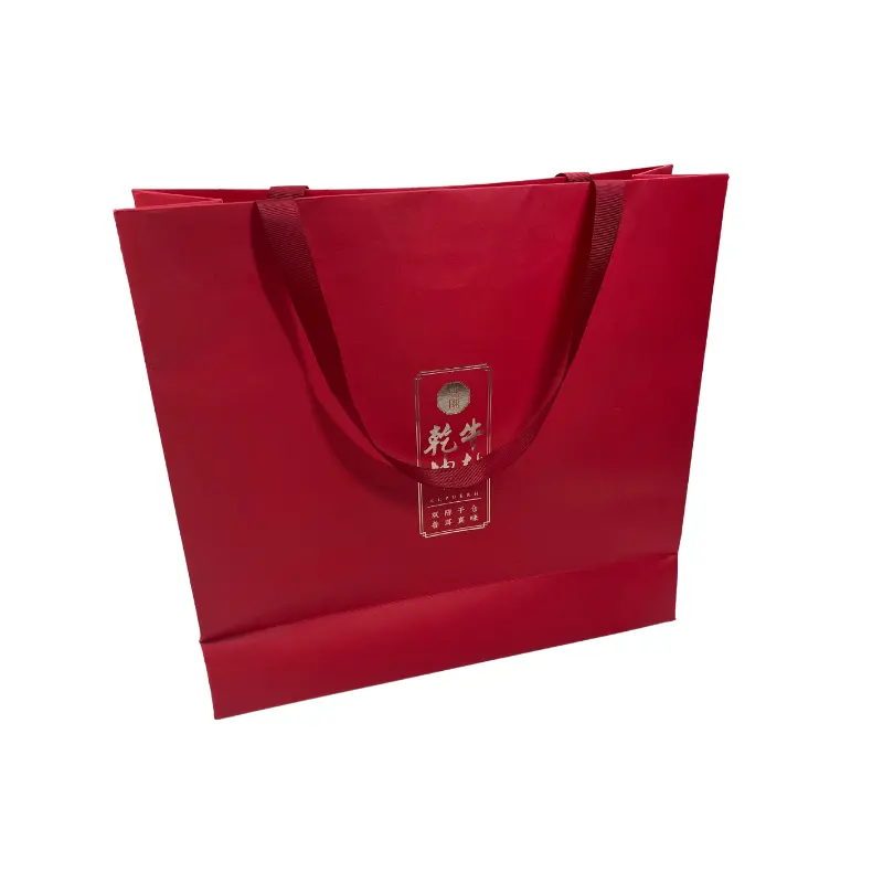 Bolsa de papel de regalo de vino tinto doble Su propio logotipo Bolsas de regalo de Navidad Nuevo 2023 Ver bolsas de regalo arrojadas