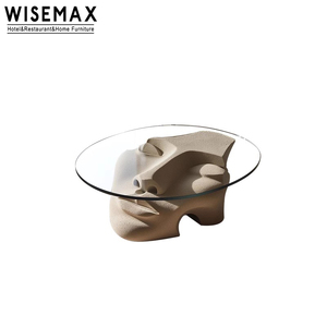 WISEMAX أثاث مصمم أثاث تصميم فني طاولة قهوة من الزجاج المقسى أعلى طاولة مركزية أثاث منزلي فني لغرفة المعيشة - Product Image 6