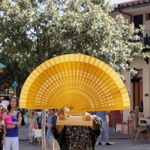 Customized Folk Art Style Spanish <b>Handheld</b> <b>Fan</b> with Painting Pattern for Promotion - Product Image 1