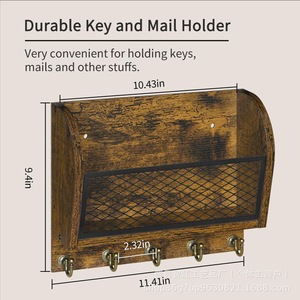 Cross-border wall-mounted magazine <b>organizer</b>, retro <b>file</b> <b>organizer</b>, office mail <b>organizer</b>, solid wood storage rack - Product Image 5