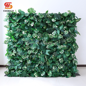 Toile de fond murale en herbe artificielle à feuilles de palmier vertes, faite à la main, lisse, pour la décoration de fête d'anniversaire - Product Image 1