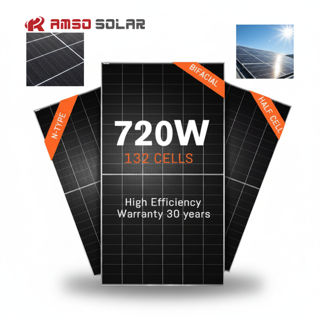 720W/700W Foldable N-Type Bifacial Black Solar Panels Half Cell Wholesale China